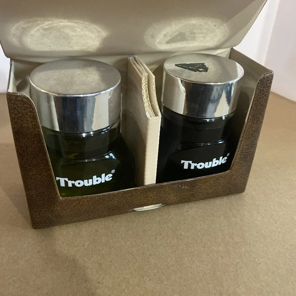 Vintage 70s Original Formula Trouble Cologne&After Shave Kit 4 Fl Oz Opened Cap